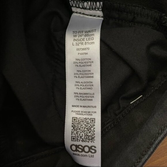 Asos Black Denim Jean Waist 26 - Picture 9 of 9